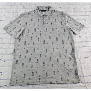 Travis Mathew Polo Shirt Gray Pineapples Drinks Golf Tennis MENS SIZE XXL